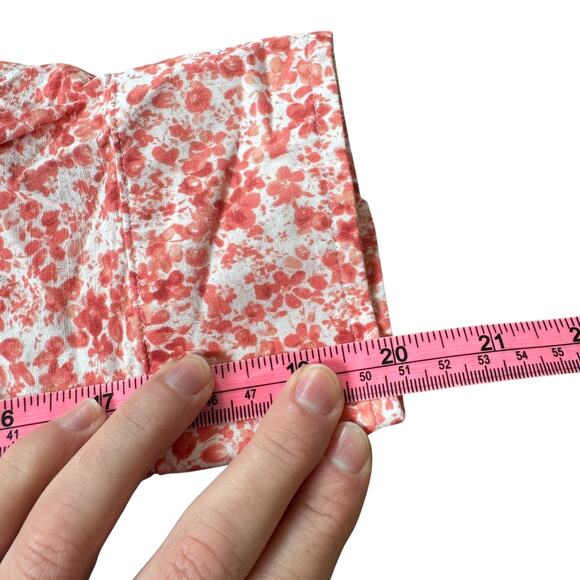 Frank & Eileen Finbar Classic Linen Button Front Shirt Peach Floral - Picture 9 of 10